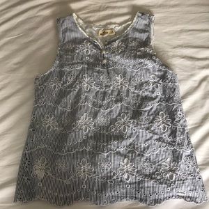 Blue and White striped flower top